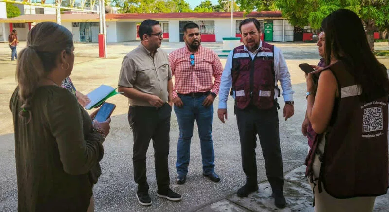 Visita secretario de Educación de Tamaulipas escuelas dañadas por lluvias en la zona sur