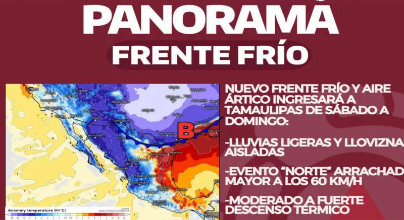 Prevén ingreso de masa ártica a Tamaulipas este fin de semana