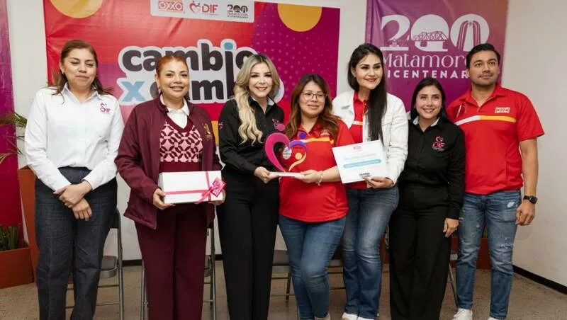 Recibe DIF Matamoros donativo por parte de OXXO y su programa “Cambio x Cambio”