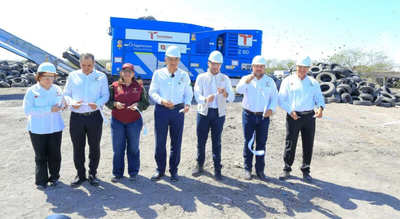 Pone en marcha Américo Villarreal planta trituradora de neumáticos en Matamoros